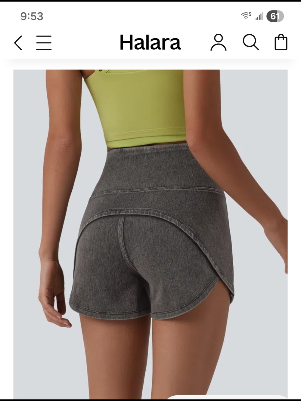 HALARA Charcoal Layered-Hem High-Rise Shorts